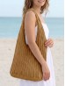 Solid Color Crochet Beach Tote Bag